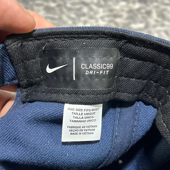 Michigan Wolverines Nike Dri Fit Hat Navy Blue Yellow Swoosh Adjustable Cap NWT - Picture 7 of 8